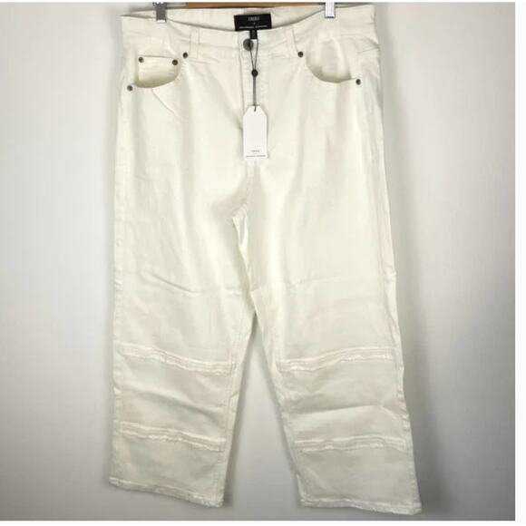 Universal Standard x Erdem Hana Wide Leg Jeans 24 NWT White Cropped Fray - Picture 3 of 6